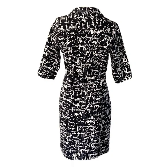VINTAGE 90/Y2k graffiti print long sleeve pencil Dress - Picture 11 of 16